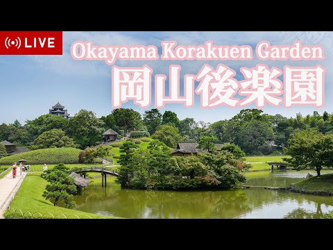 日本岡山縣-岡山後楽園-整修過的 18 世紀花園，曾為江戶時代統治者所用，有池塘、寺廟和常駐於此的鶴。